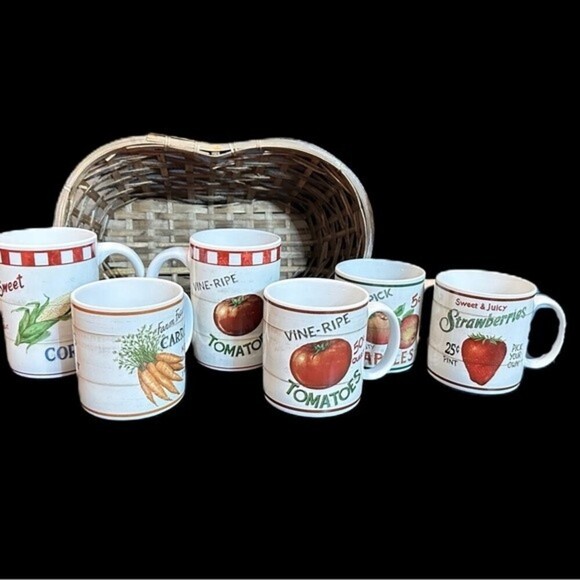 Sakura&Home Trends Farm Fresh Mug Set Carrots Corn Tomatoes Apples Strawberries - Picture 2 of 16